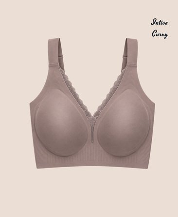 Intive Curvy Önü Transparan Güpür Dantelli V Yaka Dikişsiz Büyük Beden Sütyen (XL-4XL)