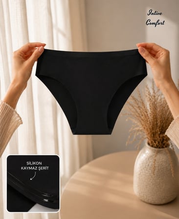 Intive Comfort Luna Beli Silikonlu Kaydırmaz Lazer Kesim Normal Bel Külot