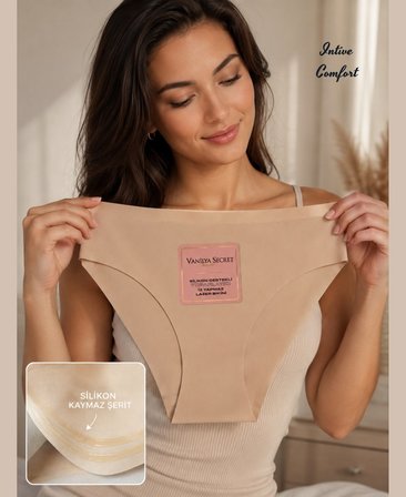 Intive Comfort Luna Beli Silikonlu Kaydırmaz Lazer Kesim Normal Bel Külot