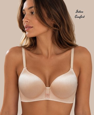 Intive Comfort Taşlı V Aksesuarlı Parlak Kumaşlı C Cup Lazer Kesim İthal Sütyen-Geniş Renk Seçenkli