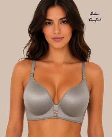 Intive Comfort Taşlı V Aksesuarlı Parlak Kumaşlı C Cup Lazer Kesim İthal Sütyen-Geniş Renk Seçenkli