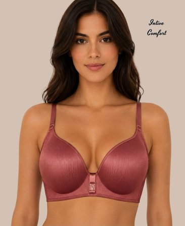 Intive Comfort Taşlı V Aksesuarlı Parlak Kumaşlı C Cup Lazer Kesim İthal Sütyen-Geniş Renk Seçenkli