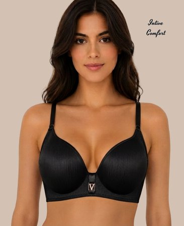 Intive Comfort Taşlı V Aksesuarlı Parlak Kumaşlı C Cup Lazer Kesim İthal Sütyen-Geniş Renk Seçenkli