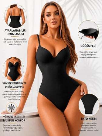 Intive Corset V Yaka Göğsü Padli Altı Çıtçıtlı Dikişsiz Lazer Kesim Şekillendirici Korse Body