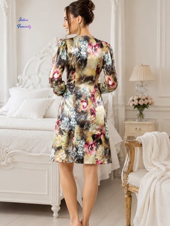 intive virginia pastel çiçekli saten ve tül detaylı 5'li kutulu pijama/çeyiz takımı-hediyeye uygun