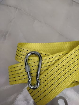 Çeki Halatı 3 Ton 3 M (ÇEKME HALATI) Kumaş 10 MM VİDALI METAL ÇENGELLİ Karabinalı, Turuncu KUMAŞ Çeki Halatı, 5 Cm genişlik 2mm, yüksek Dayanıklı, Çelik Uçlu Araba Çekme, oto çeki