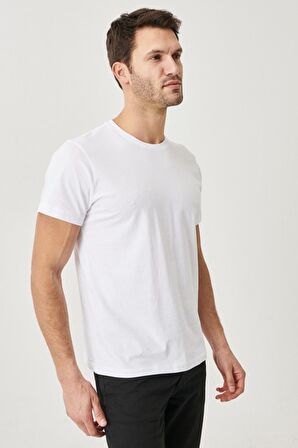 Slim Fit Bisiklet Yaka 3'lü %100 Pamuk Tişört Paketi