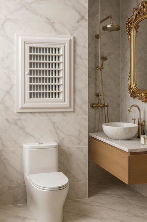 Plastik Banyo Wc Havalandırma Menfezi, Kolay Montajlı, Ekonomik, Sinek Böcek Geçirmeyen Yapı, Çift Taraflı Bantla Kullanılabilir, Buhar ve Nem Önleyici, Panjur Sistemli (45X45 CM)