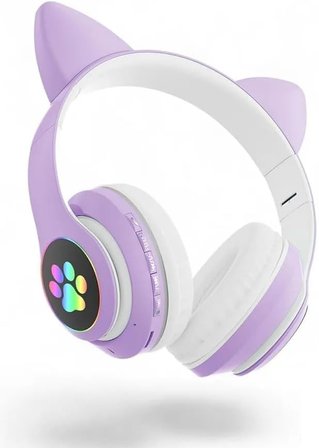H10 CAT KEDİLİ LED IŞIKLI KAFAÜSTÜ BLUETOOTH KULAKLIK (LİLA MOR)
