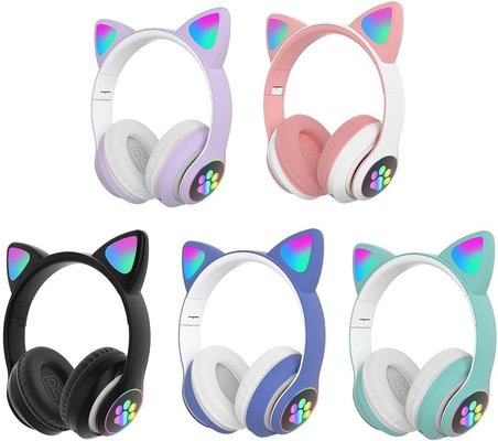 H10 CAT KEDİLİ LED IŞIKLI KAFAÜSTÜ BLUETOOTH KULAKLIK (LİLA MOR)