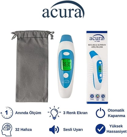 Acura Ac-9080 Koldan Ölçer Tansiyon Aleti + Çanta+Pil Hediyeli Ac-9280 Kulaktan &amp; Alından Ateş Ölçer
