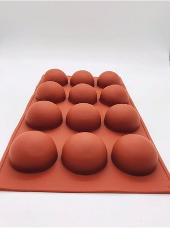Siliko World Yarım Küre 12'li Silikon Kek Pasta Buz Kalıbı Ürün 4,5Cm, Kahverengi