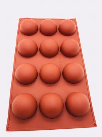 Siliko World Yarım Küre 12'li Silikon Kek Pasta Buz Kalıbı Ürün 4,5Cm, Kahverengi