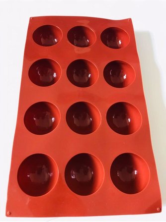 Siliko World Yarım Küre 12'li Silikon Kek Pasta Buz Kalıbı Ürün 4,5Cm, Kahverengi