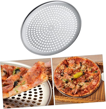 Paslanmaz Çelik Pizza Tepsisi,Delikli Lahmacun Ve Pizza Tavası,Fırın Tepisisi (28 Cm)