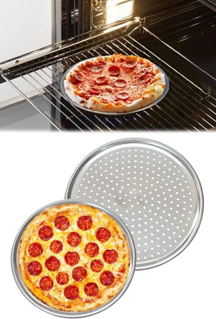 Paslanmaz Çelik Pizza Tepsisi,Delikli Lahmacun Ve Pizza Tavası,Fırın Tepisisi (28 Cm)