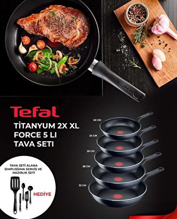 TEFAL TİTANYUM 2X XL FORCE 5'Lİ TAVA SETİ