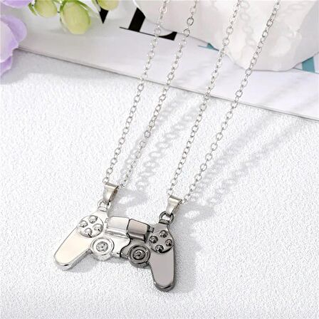 2 Adet Oyun Konsolu İkili Çift Kolye Mıknatıslı  Siyah Gri