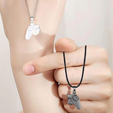 2 Adet Oyun Konsolu İkili Çift Kolye Mıknatıslı  Siyah Gri