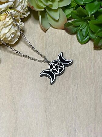 Gotik pentagram ay kolye aksesuar 