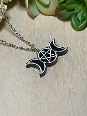 Gotik pentagram ay kolye aksesuar 