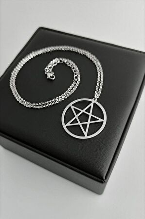 Yuvarlak Pentagram Çelik Kolye