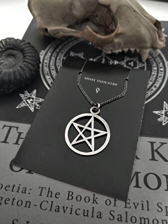 Yuvarlak Pentagram Çelik Kolye