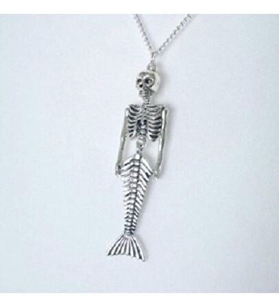 Herşey Nota Vintage Gotik Mermord Deniz Kızı İskelet Paslanmaz Çelik Kolye