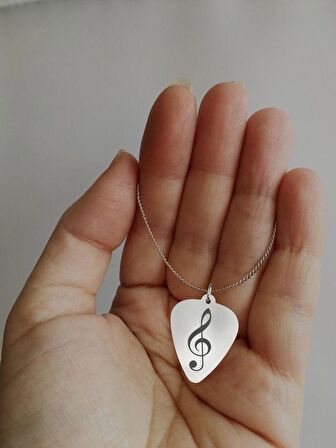 Sol Anahtar Pena Çift Taraflı Kolye