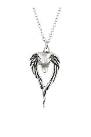 Anubis Ölüm ve Ceza Tanrısı Erkek Kadın Kolye Antik Gümüş Kaplama - 60 cm Düz Zincir
