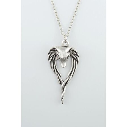 Anubis Ölüm ve Ceza Tanrısı Erkek Kadın Kolye Antik Gümüş Kaplama - 60 cm Düz Zincir