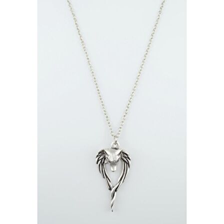 Anubis Ölüm ve Ceza Tanrısı Erkek Kadın Kolye Antik Gümüş Kaplama - 60 cm Düz Zincir