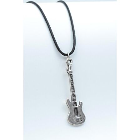 Elektro Gitar Kolye Deri Ip Kolye Gümüş Kaplama Erkek Kadın Kolye