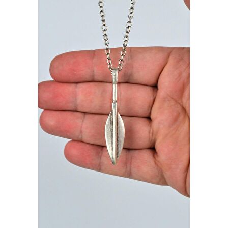Mızrak Ucu Gümüş Kaplama 60 cm Zincir Kolye