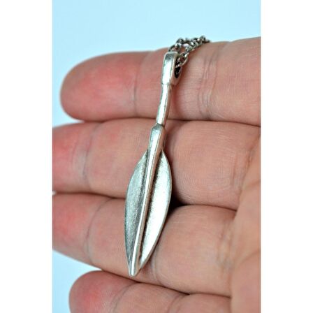 Mızrak Ucu Gümüş Kaplama 60 cm Zincir Kolye