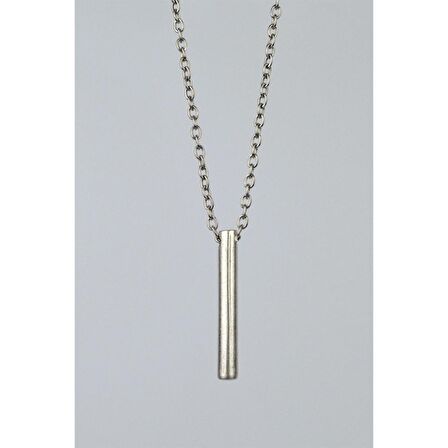 Silindir Çubuk Eskitme Antik Gümüş Kaplama Erkek Kadın Kolye