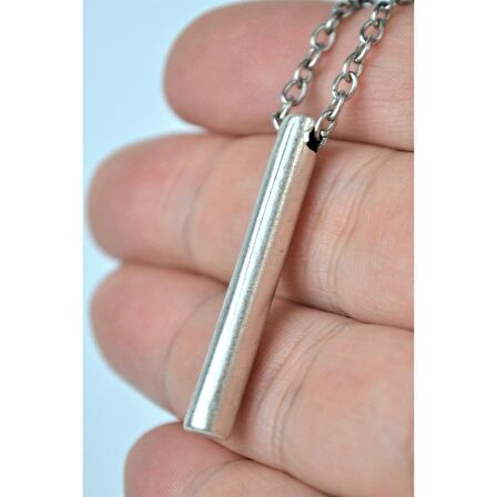 Silindir Çubuk Eskitme Antik Gümüş Kaplama Erkek Kadın Kolye