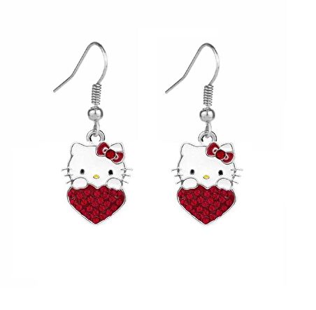 Herşey Nota Hello Kitty Kırmızı Küpe