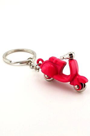 Pembe Vespa Scooter Motosiklet Metal Anahtarlık