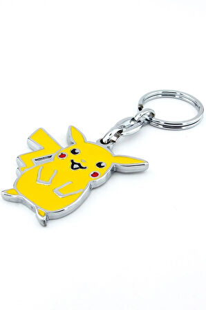 Pikachu Pokemon Sarı Renkli Metal Anahtarlık Gümüş