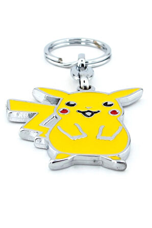 Pikachu Pokemon Sarı Renkli Metal Anahtarlık Gümüş