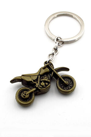 Motocros Yarış Motoru Metal Anahtarlık Gümüş