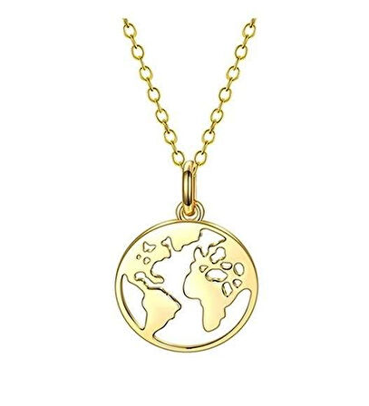 Gold Renk Dünya Kadın Kolye Çelik