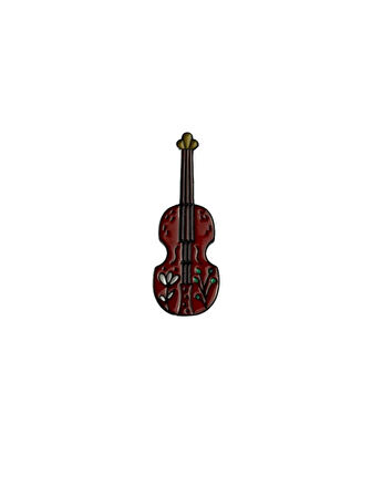 Çiçekli Desenli Çello Müzik Aleti Hediyelik Rozet