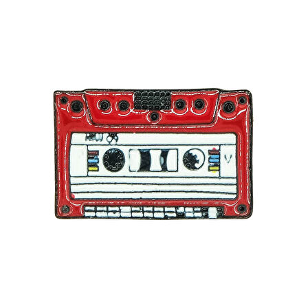 Vintage Kırmızı Teyp Kaset Müzik Çalar Hediyelik Rozet 1922