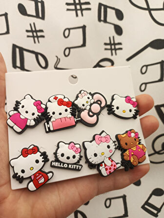 Hello Kitty Terlik Süsü Jibbitz Aksesuarı 8 Adet Hediyelik Aksesuar 1940