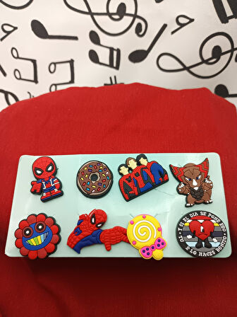 Spiderman Örümcek Adam Terlik Süsü Jibbitz Aksesuarı 8 Adet 1946