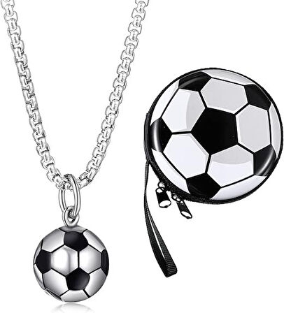  Futbol Topu Futbolcu Hediyelik Erkek Kolye 316L Paslanmaz Çelik A+++ PLUS - 70cm Zincir 