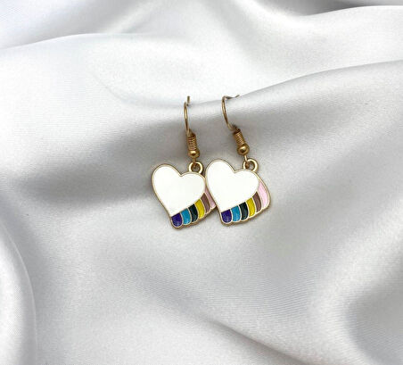 Gökkuşağı Kalp Aşk Küpe