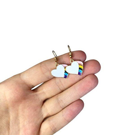 Gökkuşağı Kalp Aşk Küpe